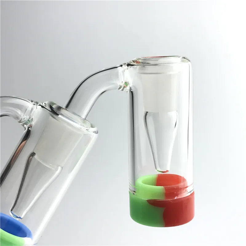 3 Inch Glass Ash Catcher Smoking Bong with 14mm male Colorful Silicone Container Reclaimer Thick Pyrex Ashcatcher 90 45 degree for Water Bongs