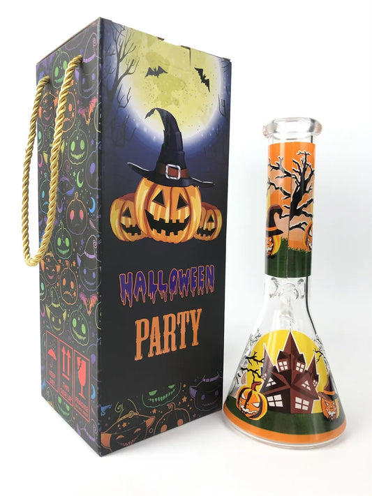 25CM 10 Inch Premium Glow in the Dark Halloween Party Theme Heady Bong Gift Box Hookah Water Pipe Bong Glass Bongs With 14mm Downstem And Bowl Ready for Use