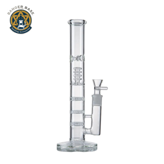Clear Glass Beaker Bongs Tornado Perc Hookahs Lifebuoy Base Cyclone Percolator Bong Fristted Disc Smoking Water Pipes Green Tobacco Oil Dab Rigs 18mm Female Joint