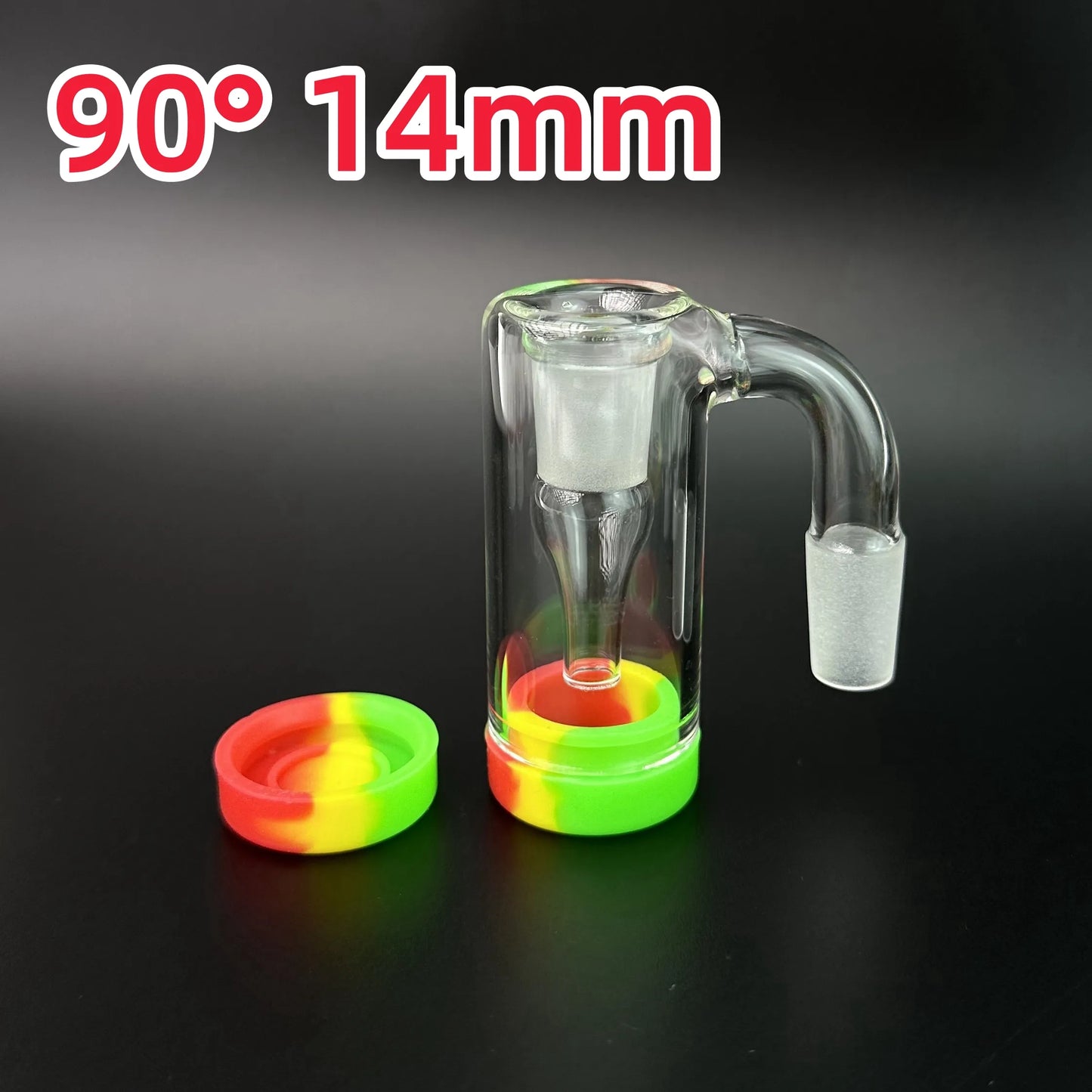 3 Inch Glass Ash Catcher Smoking Bong with 14mm male Colorful Silicone Container Reclaimer Thick Pyrex Ashcatcher 90 45 degree for Water Bongs